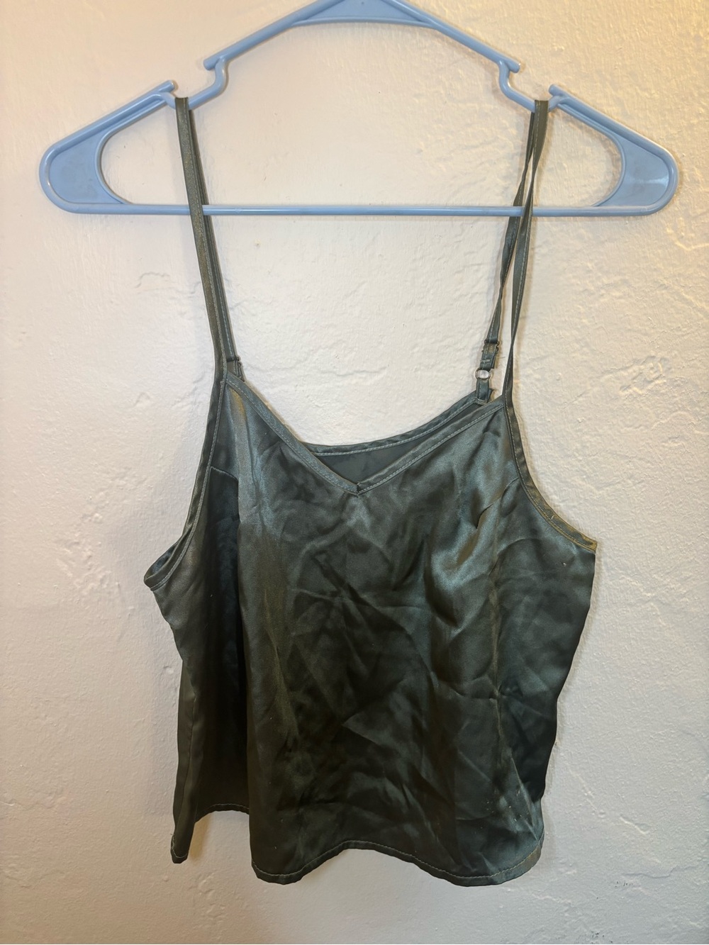 Silky Olive Green Spaghetti Strap Cami Top